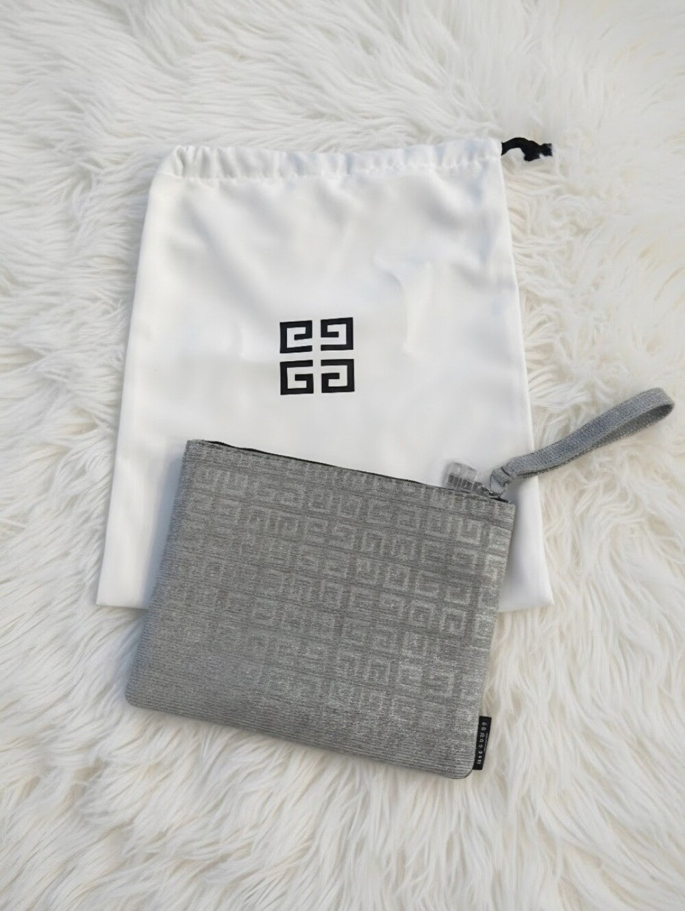 Givenchy Silver Textured Wristlet Clutch